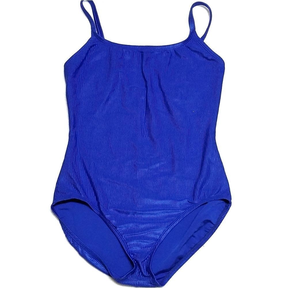 𝅺VINTAGE 90s Catalina Blue Ribbed Maillot Swimsuit